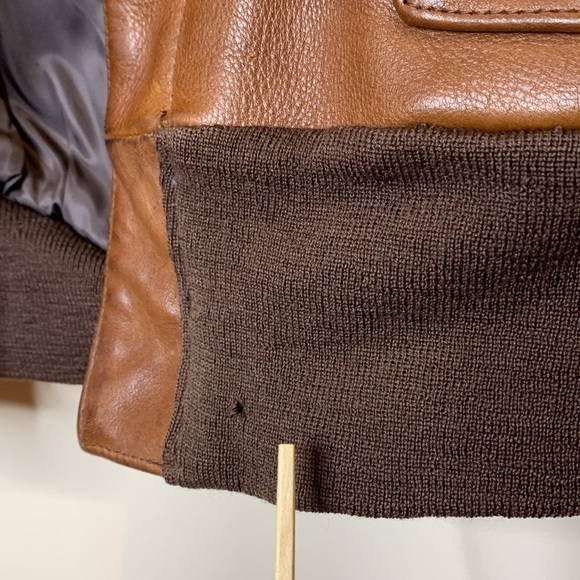 Mark Cross | 1950’s Vintage Brown Leather Brass Full Zip Flight Bomber Jacket 42 - Picture 5 of 17